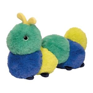 Douglas adorable soft caterpillar plush stuffie stuffed animal blue green 11”